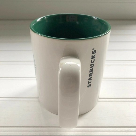 Starbucks 2012 Classic Siren Logo Coffee Mug White Green Interior 14oz new - Picture 9 of 9